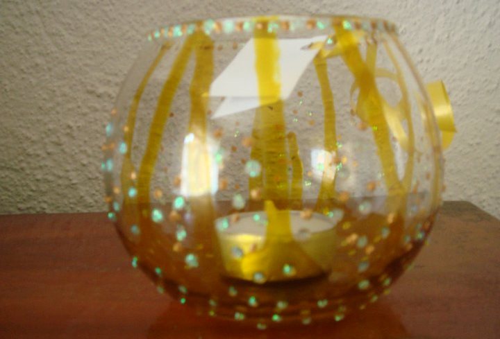 ръчно рисувано стъкло Свещник светлина