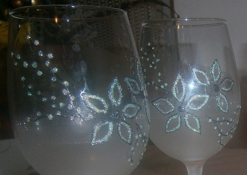 ръчно рисувано стъкло чаши за вино